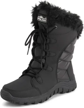 POLAR Womens Quilted Faux Fur Cuff Winter Duck Rubber Sole Durable Snow Rain Outdoor Boots