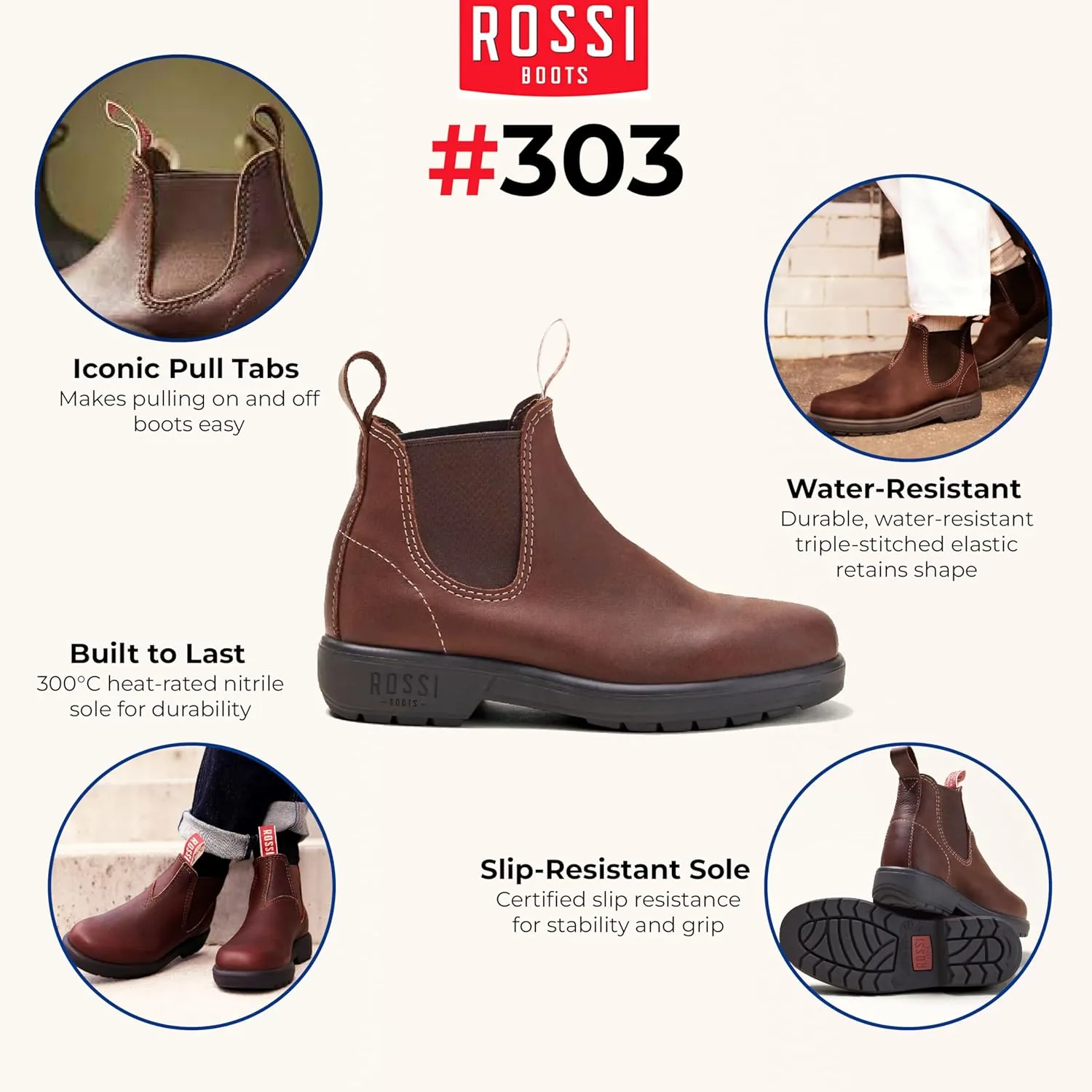 Rossi Endura 303 Leather Chelsea Australian Unisex Durable Work Ankle Boots