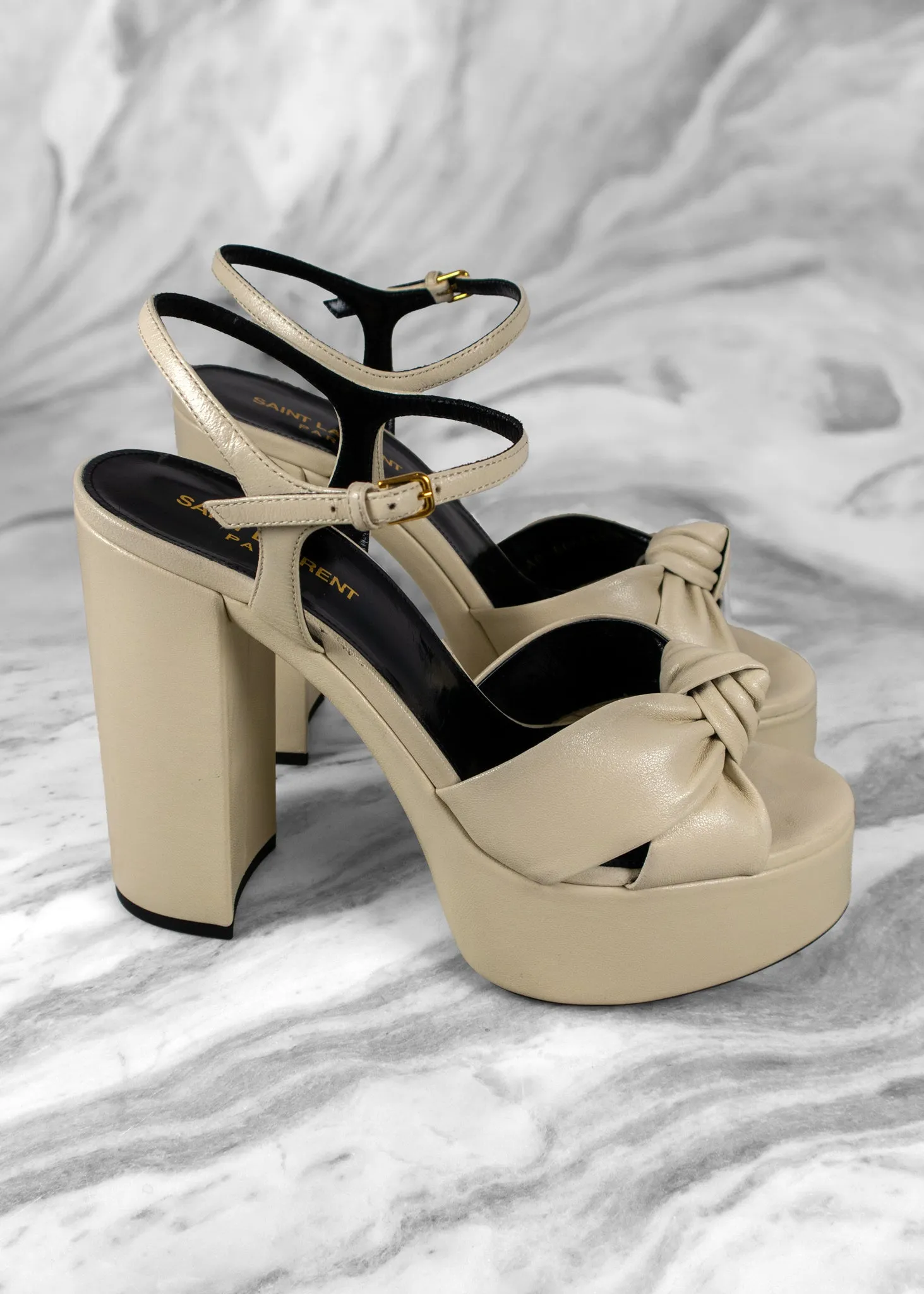 Saint Laurent Bianca Pearl Leather Platform Mule