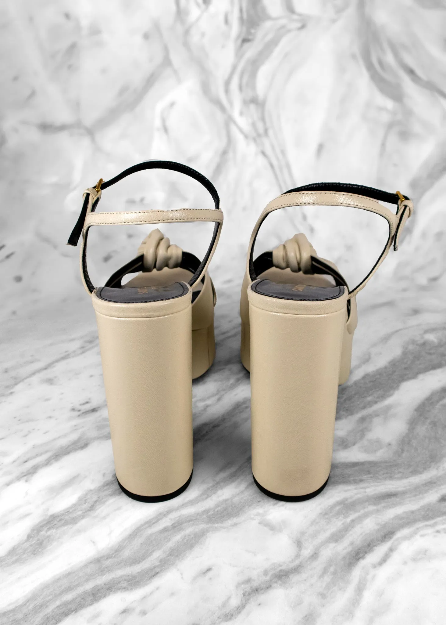 Saint Laurent Bianca Pearl Leather Platform Mule