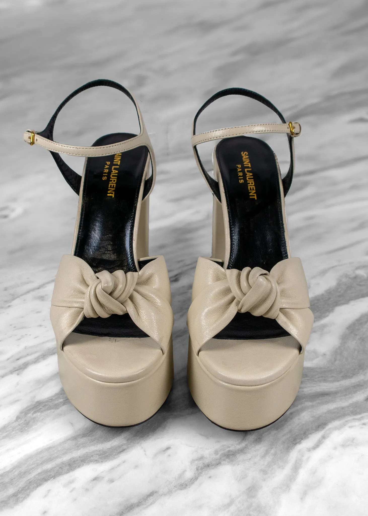 Saint Laurent Bianca Pearl Leather Platform Mule