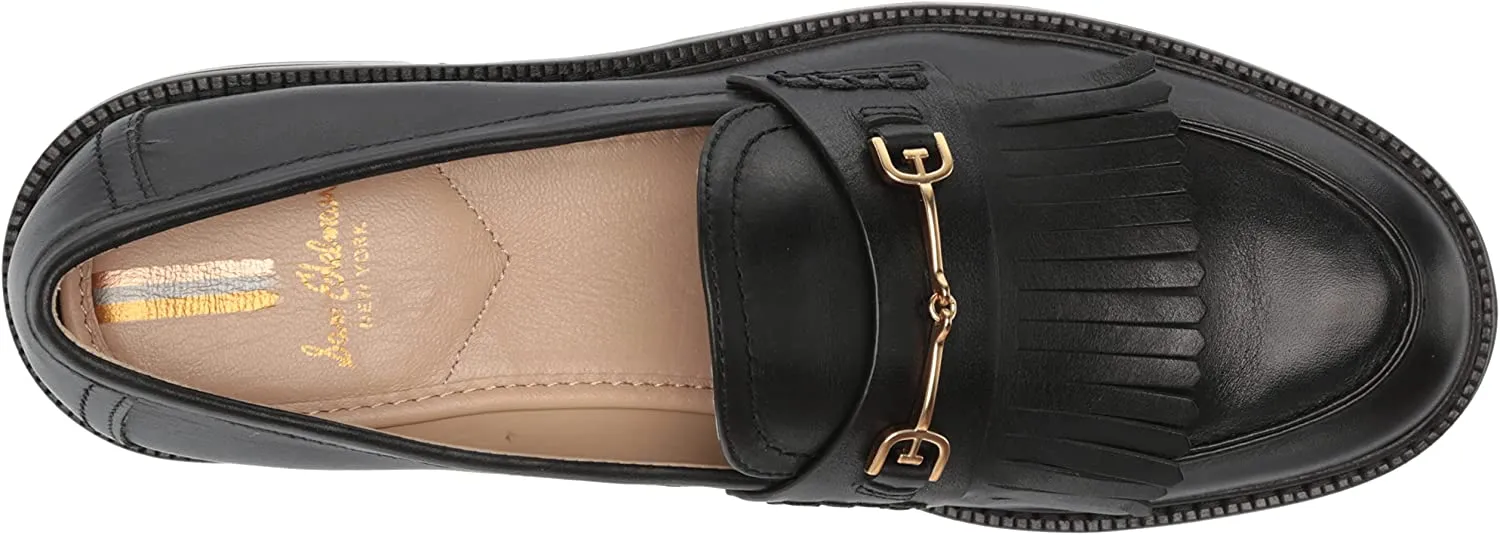 Sam Edelman Cammi Black Leather Almond Toe Slip On Buckle Accent Classic Loafers