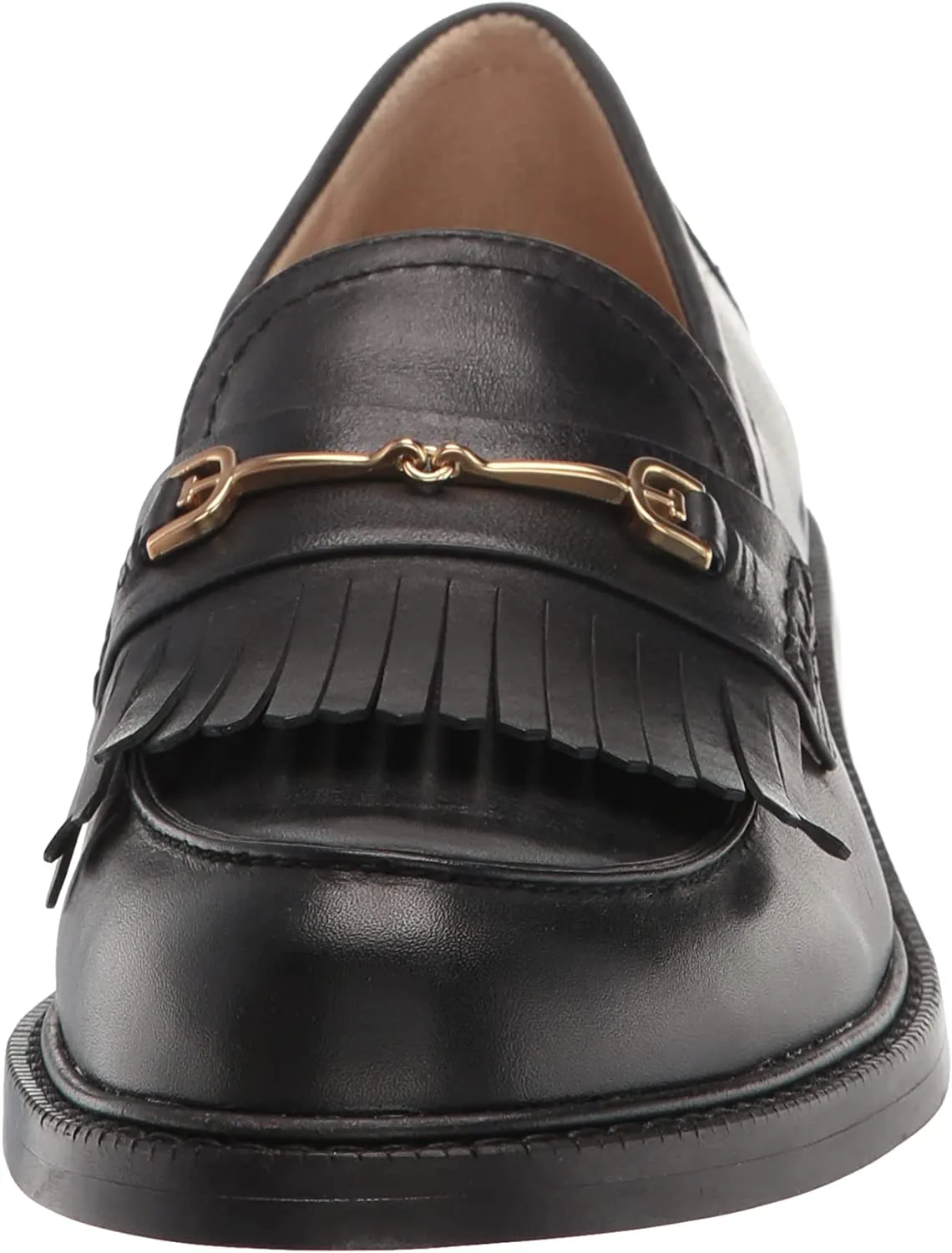 Sam Edelman Cammi Black Leather Almond Toe Slip On Buckle Accent Classic Loafers