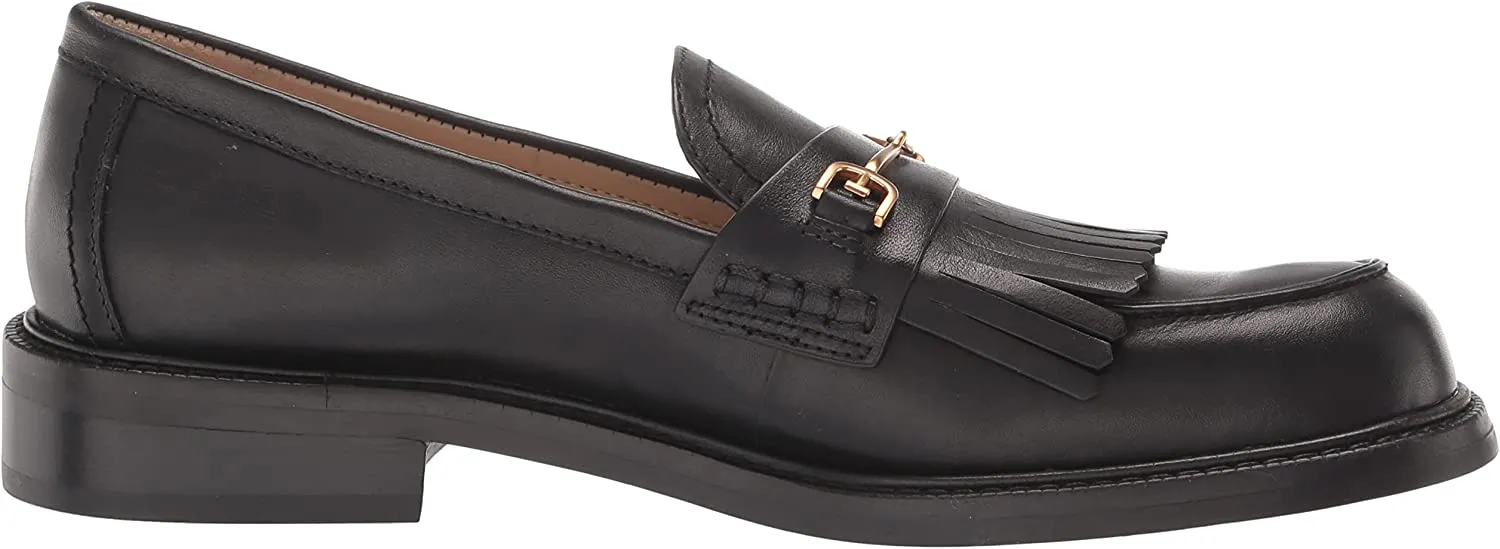 Sam Edelman Cammi Black Leather Almond Toe Slip On Buckle Accent Classic Loafers