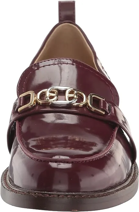 Sam Edelman Christy Syrah Rounded Toe Block Heel Slip On Leather Dress Loafers