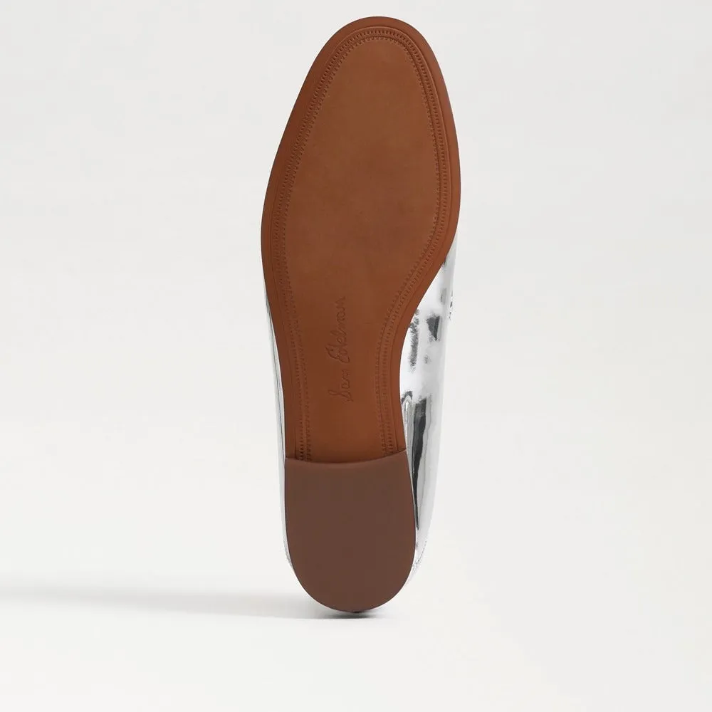 Sam Edelman Loraine Soft Silver Almond Toe Slip On Classic Vamp Loafers Shoes
