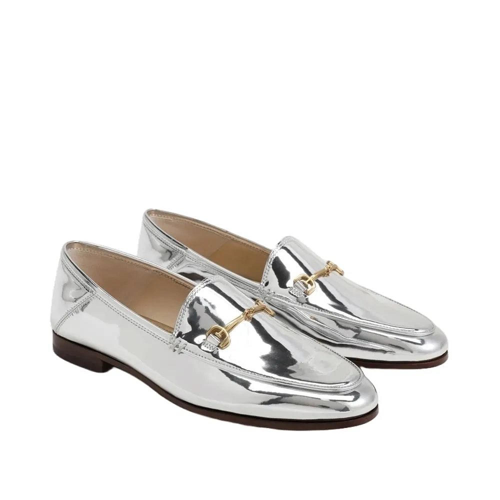 Sam Edelman Loraine Soft Silver Almond Toe Slip On Classic Vamp Loafers Shoes