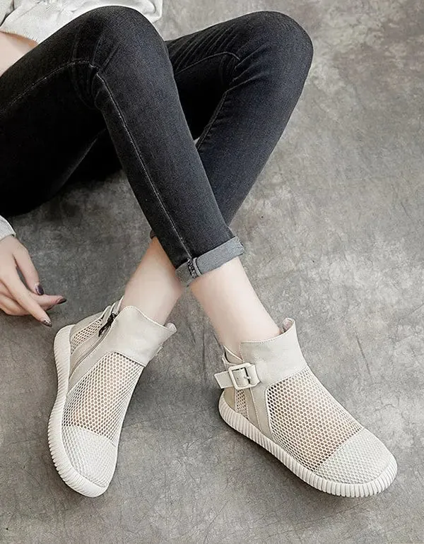 Soft Leather Mesh Sandals Boots