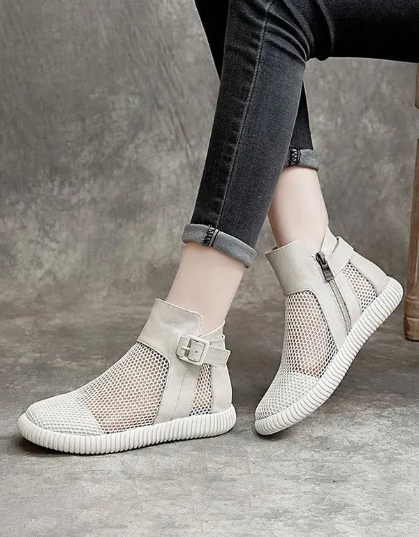 Soft Leather Mesh Sandals Boots