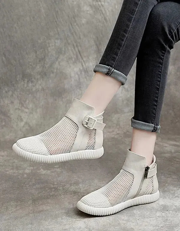 Soft Leather Mesh Sandals Boots
