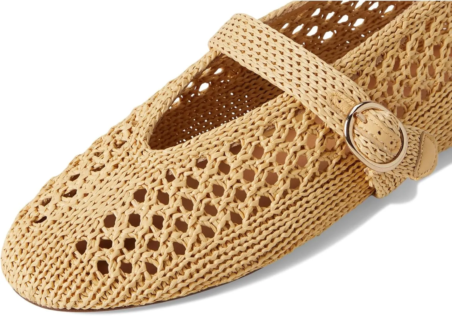 SOVANYOU Women's Ballet Flats Woven Mary Jane Flats Breathable Buckle Strap Raffia Shoes Comfortable Ballerina Flats
