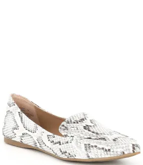 Steve Madden Women's Feather Slip On Loafer Flat, Bone Snake