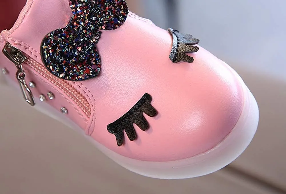 Toddler Baby Light Up Sneakers LED Baby Boots Infant Sport Luminous Girls Kids Shoes Bowknot Baby Flashing Sneakers