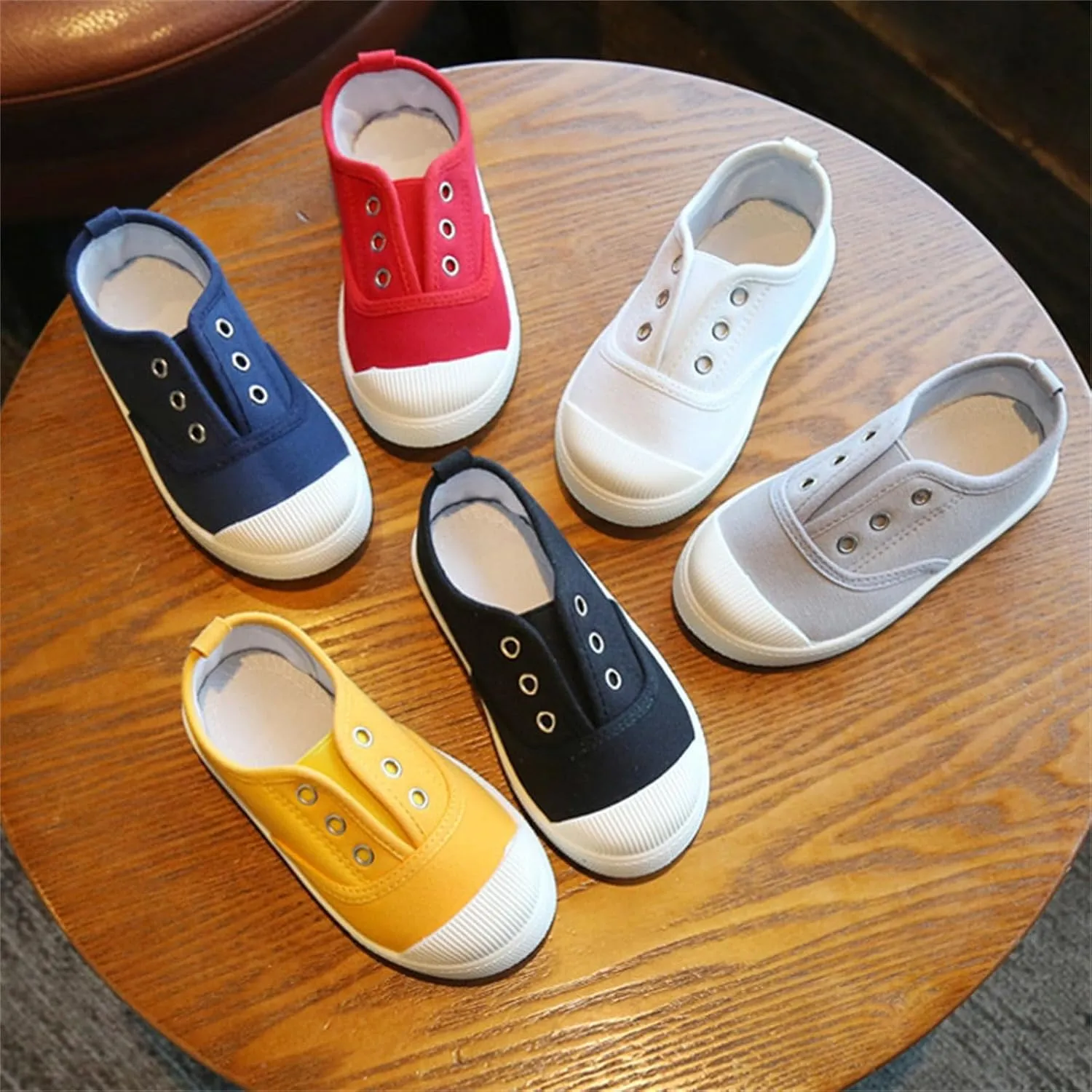Toddler Girls Boys T-Strap Canvas Sneakers Classical Comfortable Cotton Flat Non-Slip Casual Walking Shoes