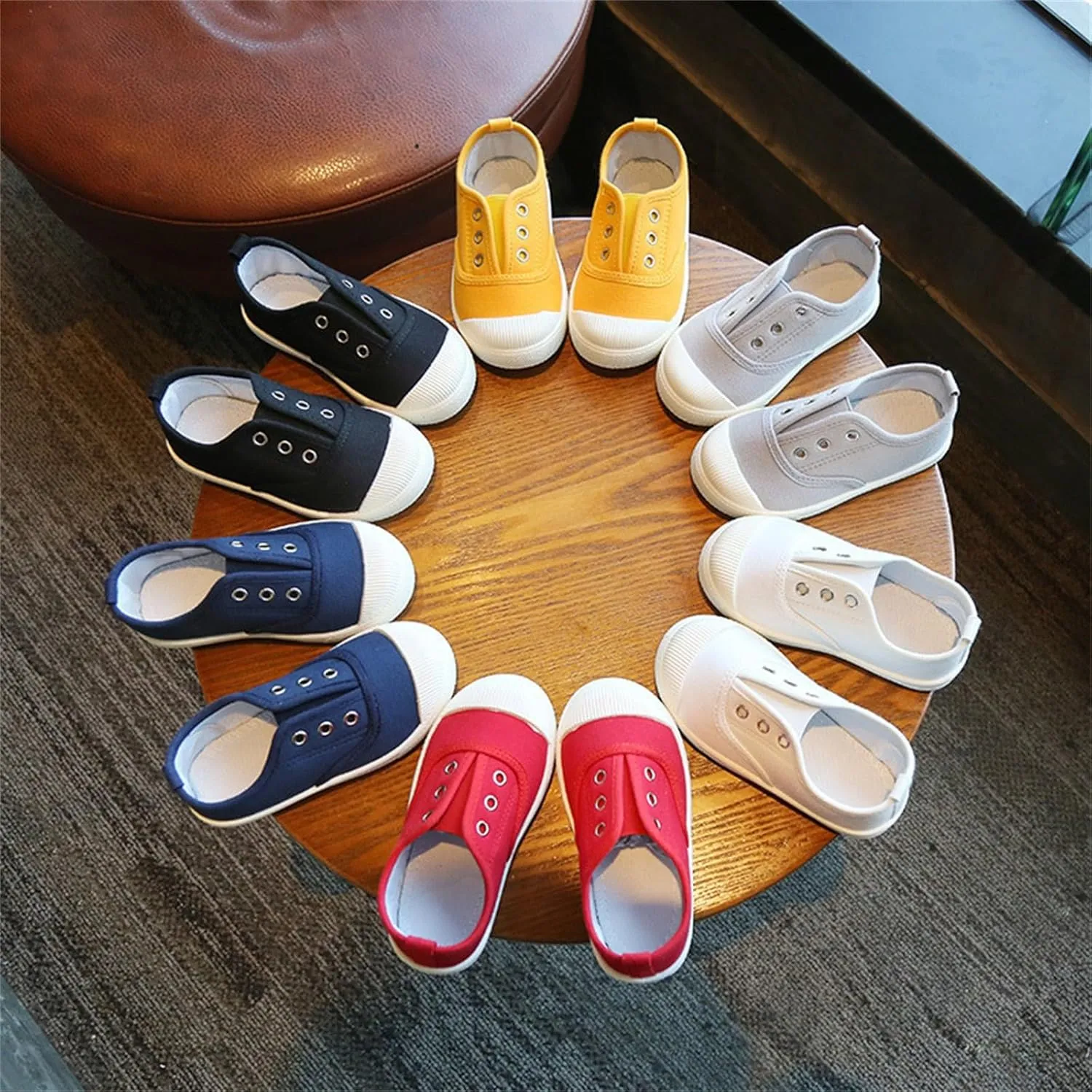 Toddler Girls Boys T-Strap Canvas Sneakers Classical Comfortable Cotton Flat Non-Slip Casual Walking Shoes