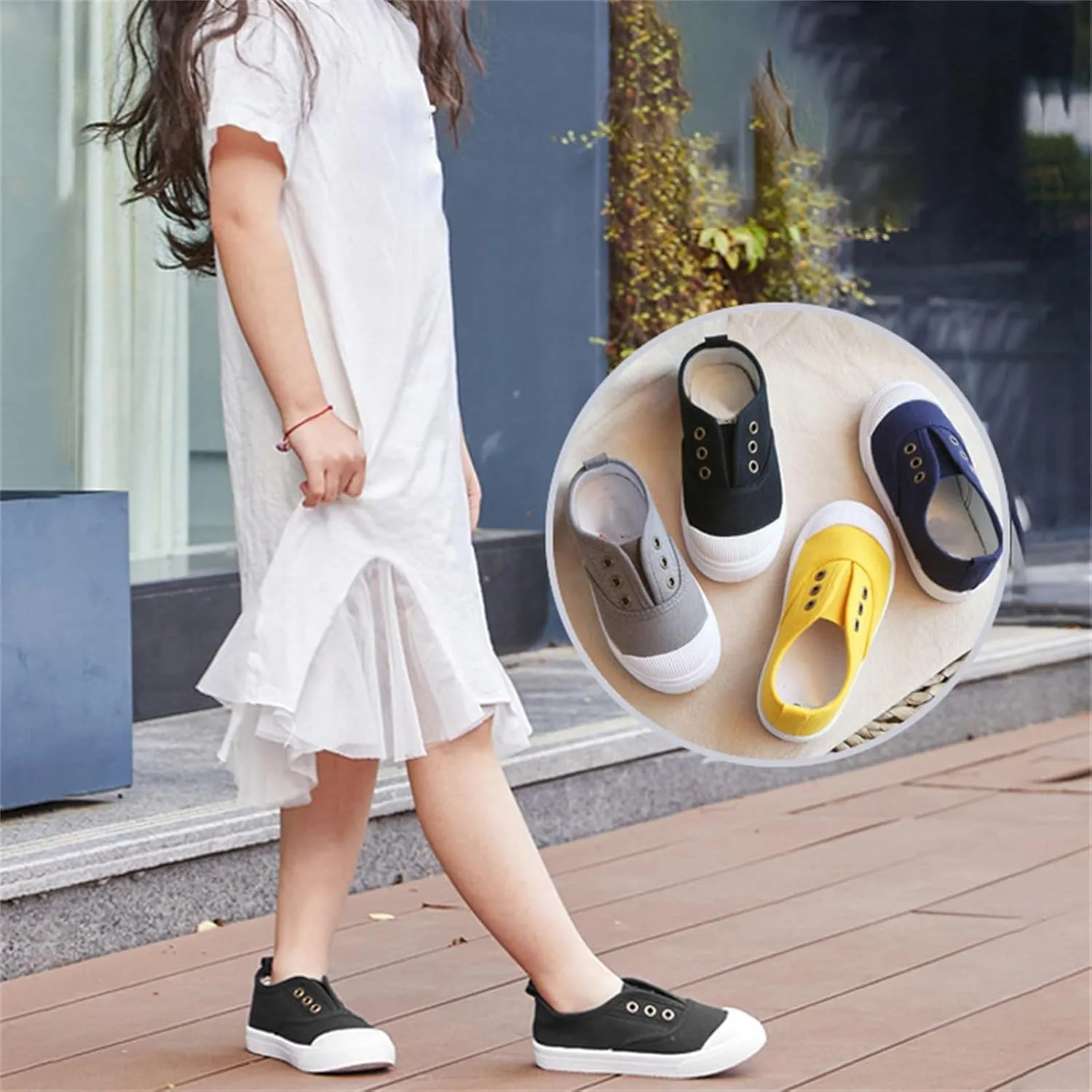 Toddler Girls Boys T-Strap Canvas Sneakers Classical Comfortable Cotton Flat Non-Slip Casual Walking Shoes