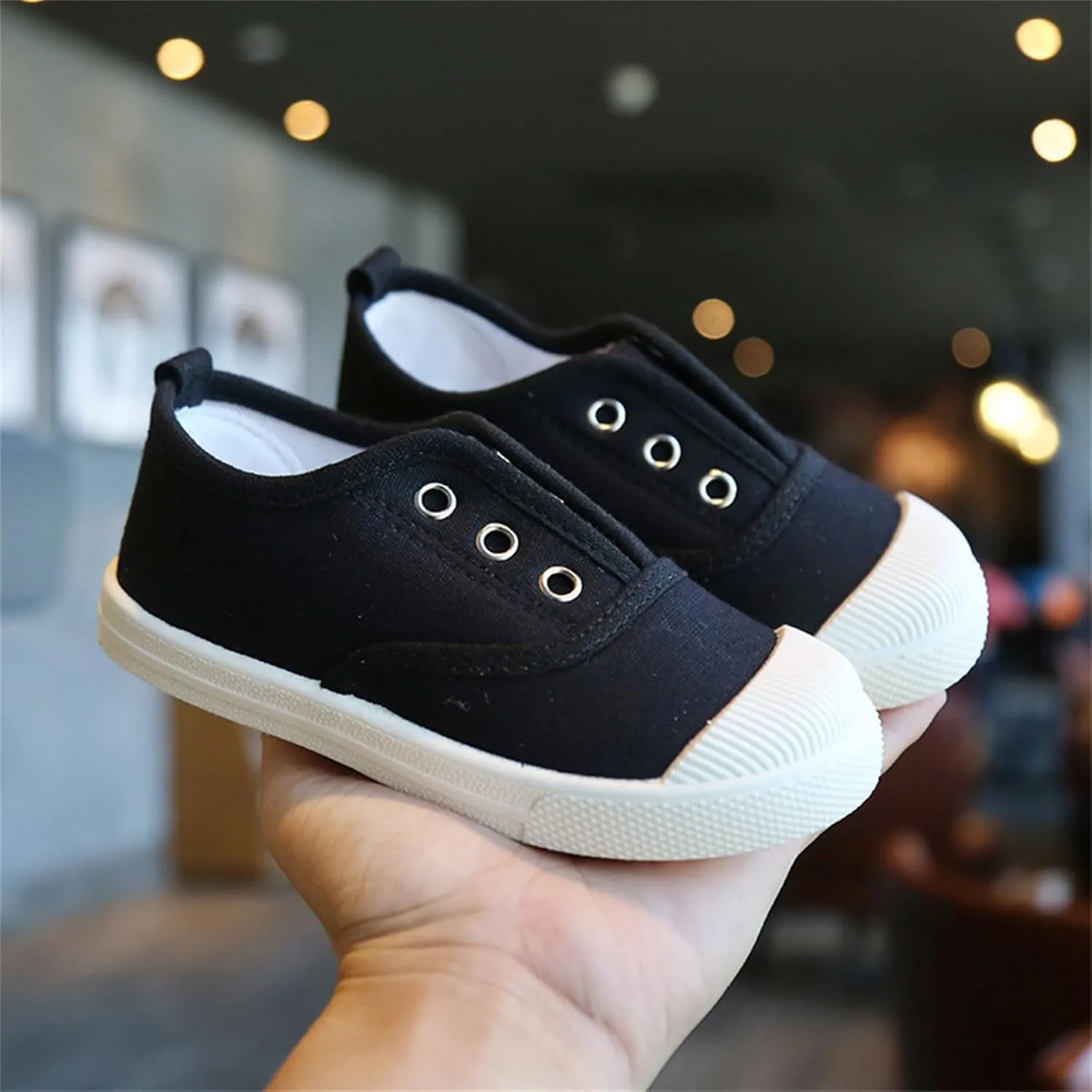 Toddler Girls Boys T-Strap Canvas Sneakers Classical Comfortable Cotton Flat Non-Slip Casual Walking Shoes
