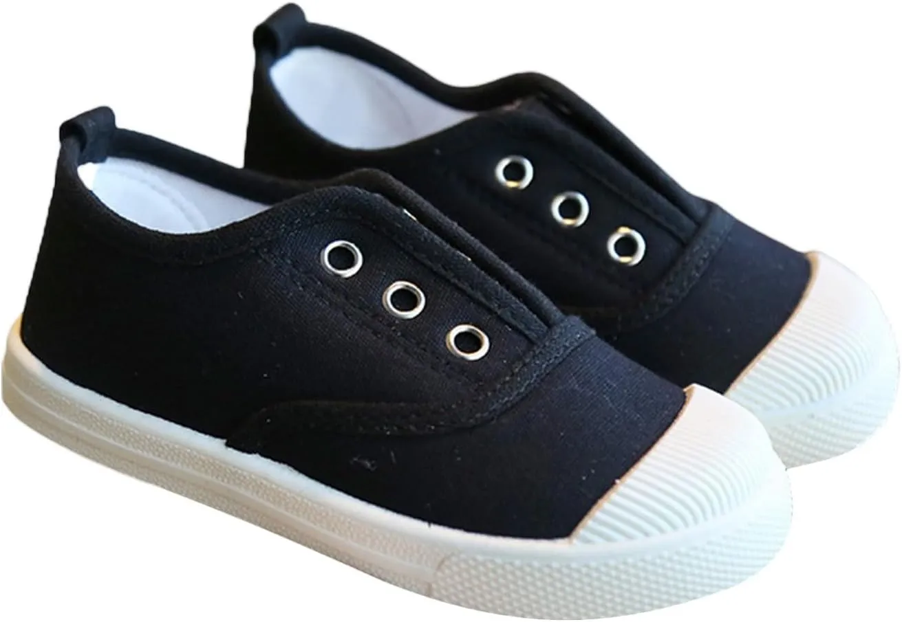 Toddler Girls Boys T-Strap Canvas Sneakers Classical Comfortable Cotton Flat Non-Slip Casual Walking Shoes