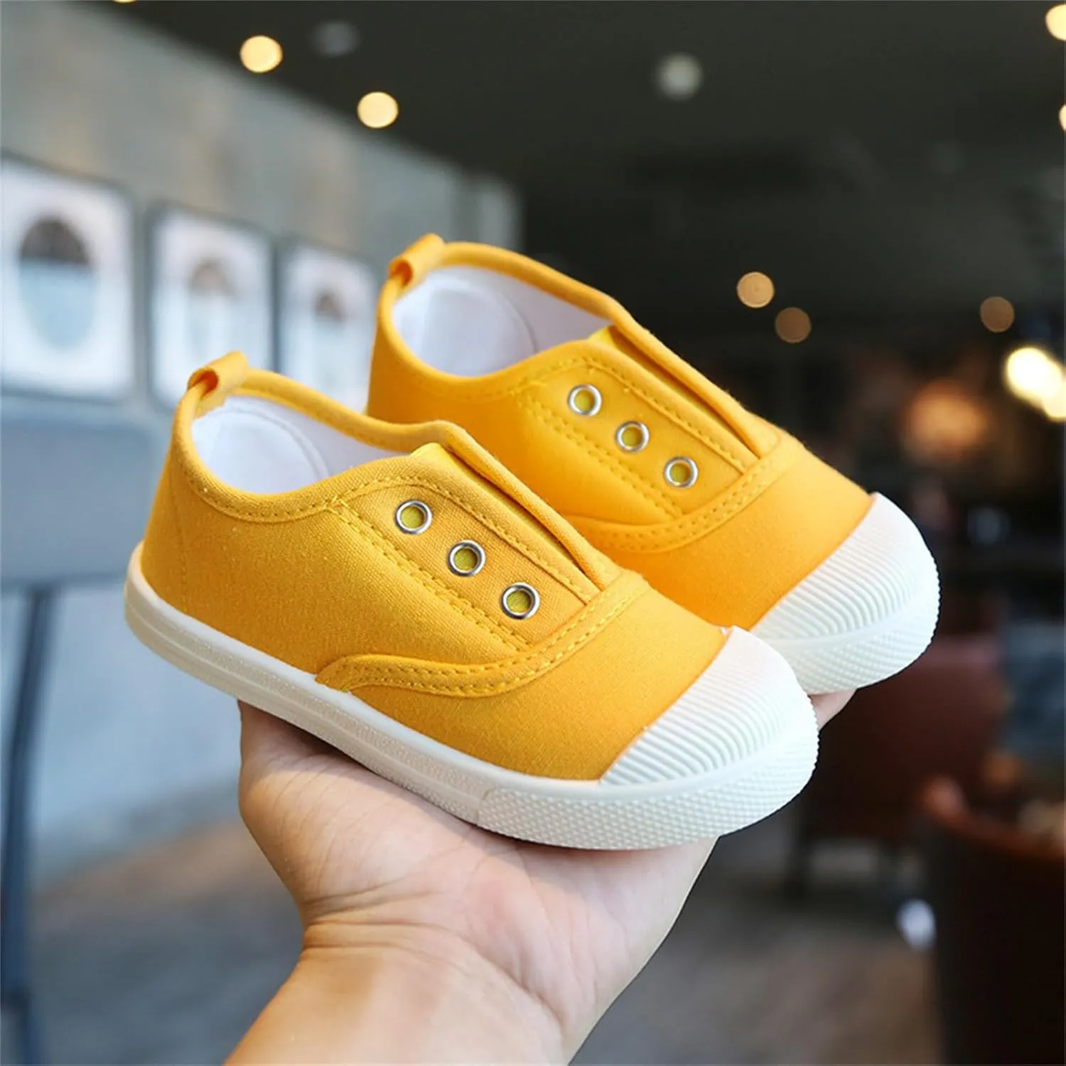 Toddler Girls Boys T-Strap Canvas Sneakers Classical Comfortable Cotton Flat Non-Slip Casual Walking Shoes