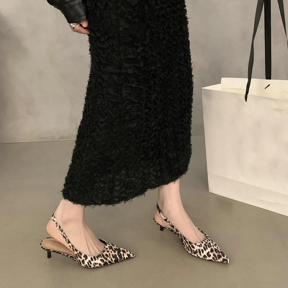 Trendenzy Womens Low Kitten Heel Slingback Pumps Pointed Closed Toe Ankle Strap Heels Elegant Wedding Dress Shoes