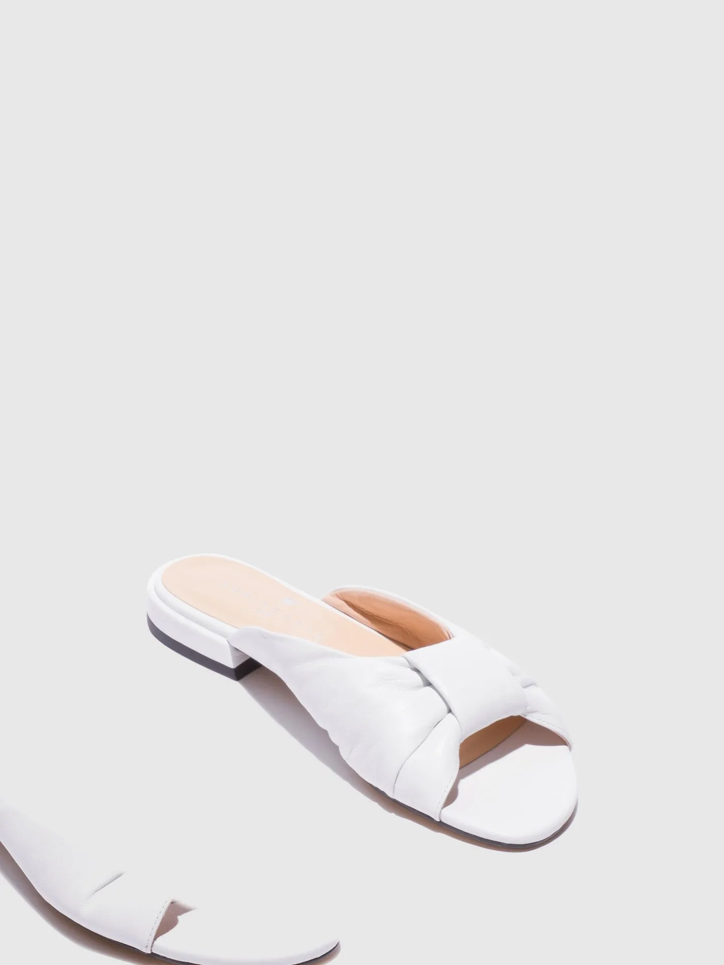 White Open Toe Mules