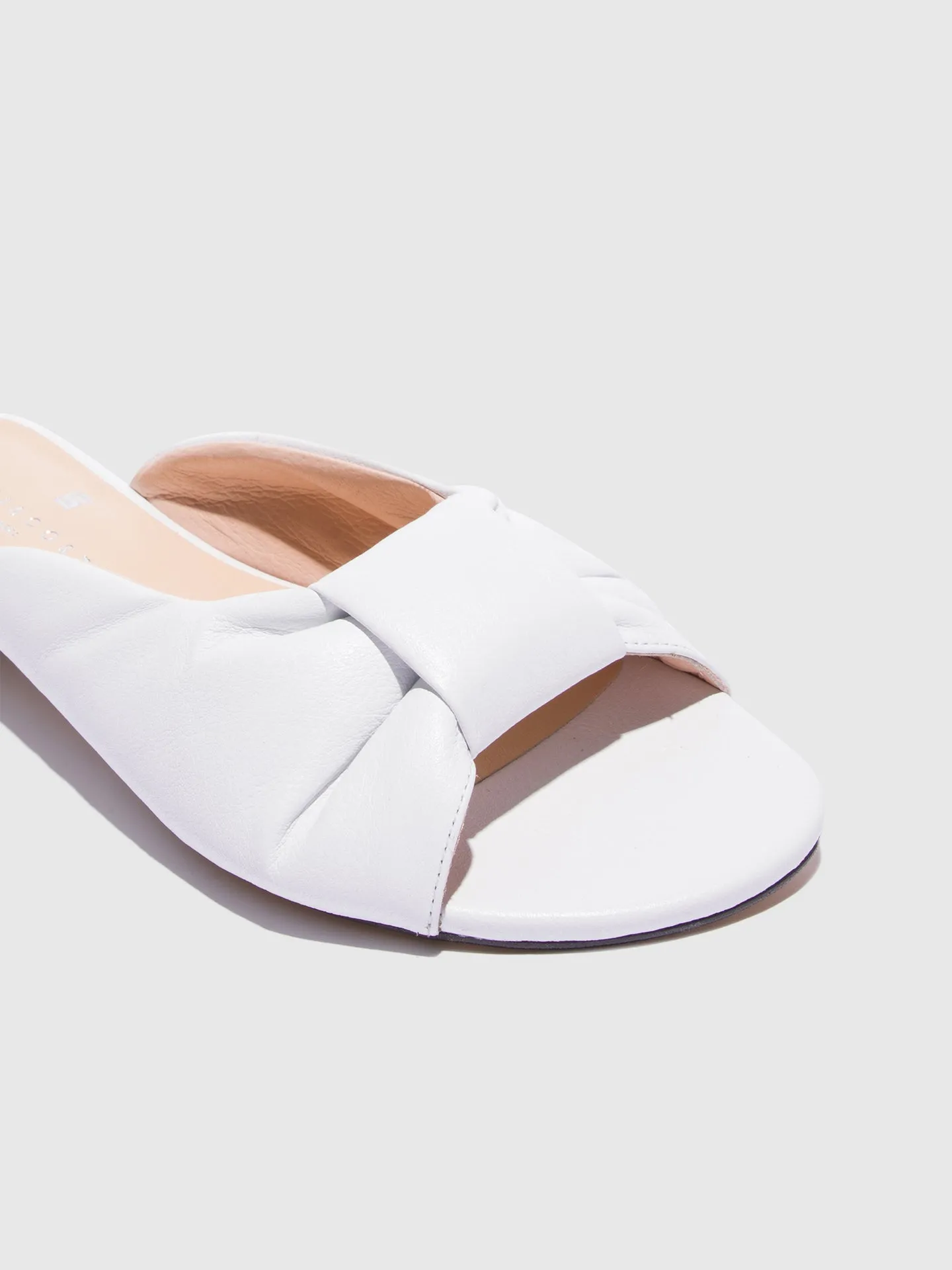 White Open Toe Mules