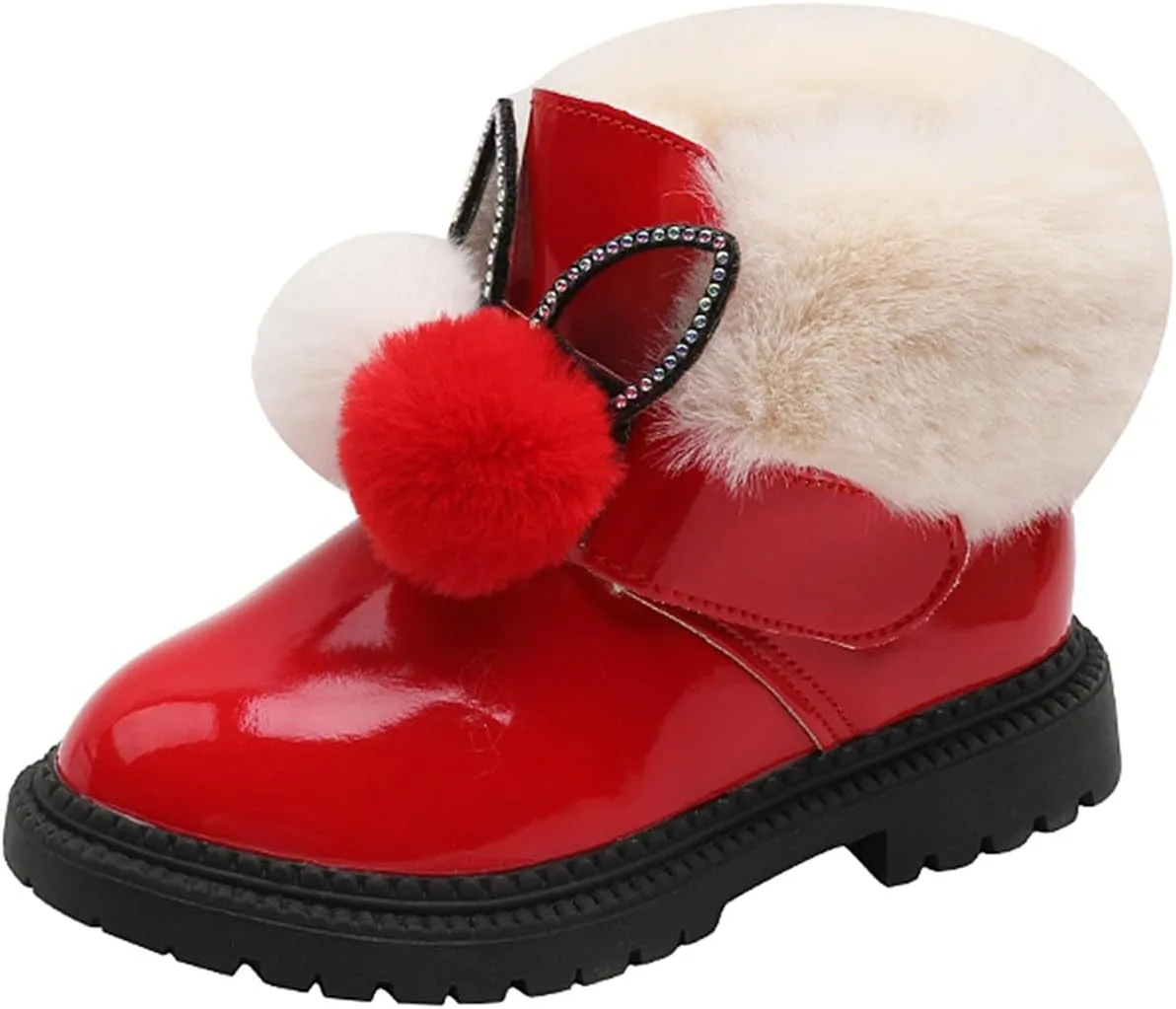 Winter Boots for Girls Snow Warm Shoes Cozy Fuzzy Non-Slip Comfy Cute Durable Outdoor Princess Faux Fur Lined Booties