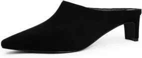 Women's Mule Heels Square Toe Low Chunky Blade Heel Slide on Backless Pumps