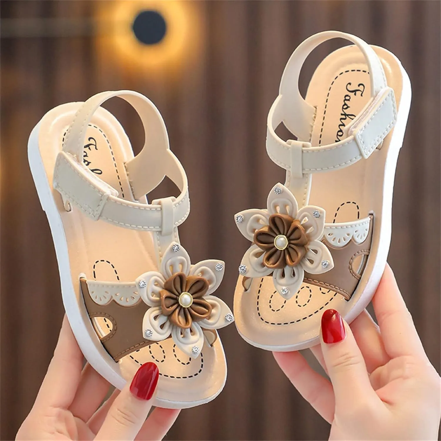 Women's Sandals Size 9 Children Sandals Soft Flat Shoes Fashion Comfortable Flower Sandals Lightweight Baby Princess (White, 10.5)