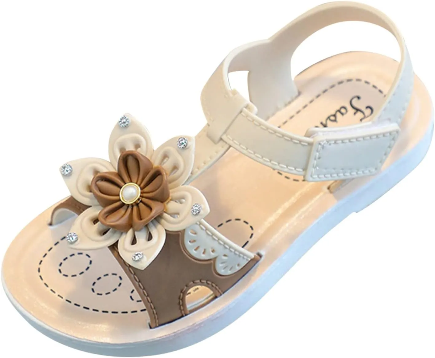 Women's Sandals Size 9 Children Sandals Soft Flat Shoes Fashion Comfortable Flower Sandals Lightweight Baby Princess (White, 10.5)