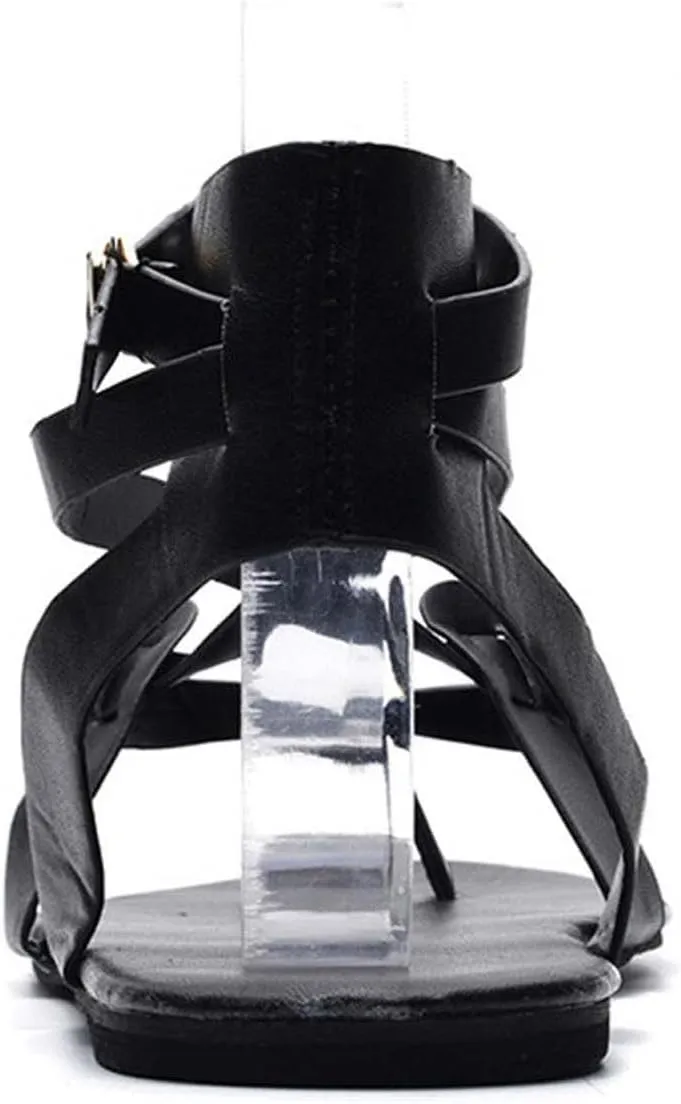 Women's Strappy Sandals with Buckle Ankle Strap Flats Footwear Stylish Sandal for Summer Casual Dressy Shoes