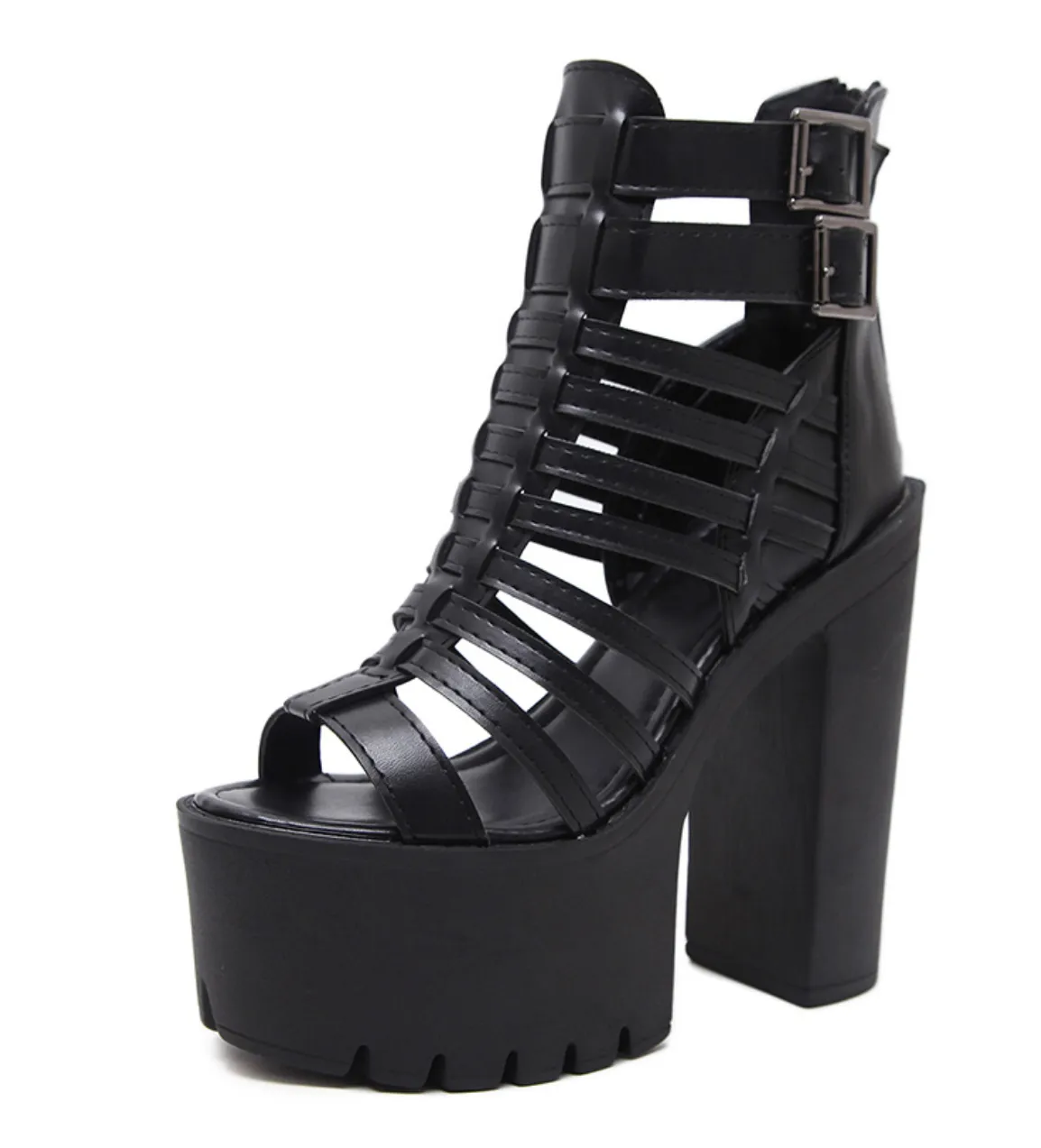 Women's Summer Soft Leather Sandals With Square Heels