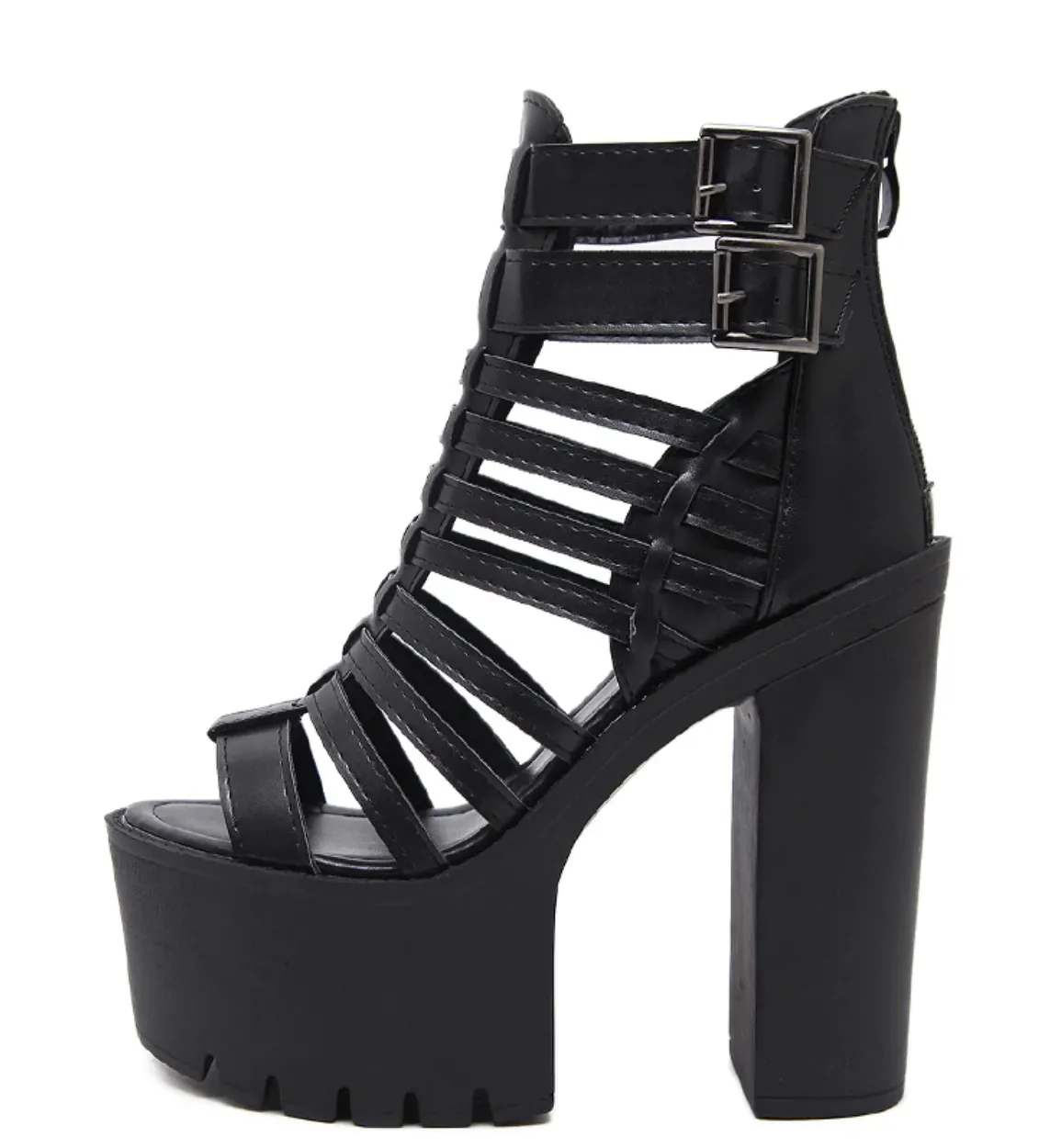 Women's Summer Soft Leather Sandals With Square Heels