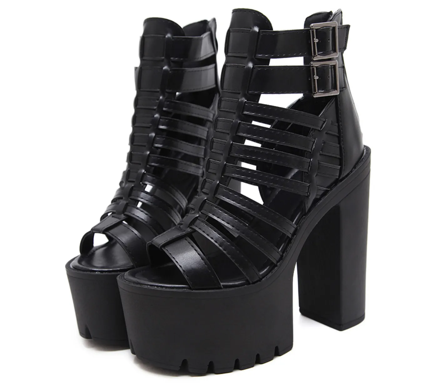 Women's Summer Soft Leather Sandals With Square Heels