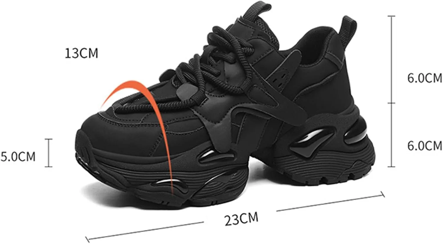 Women's Ultra-Light Fashion Sneakers - Breathable Casual Platform Trainers with Lace-Up, Autumn Versatile Sports Shoes for Ladies, Thick Bottom and Increased Height,Black-36