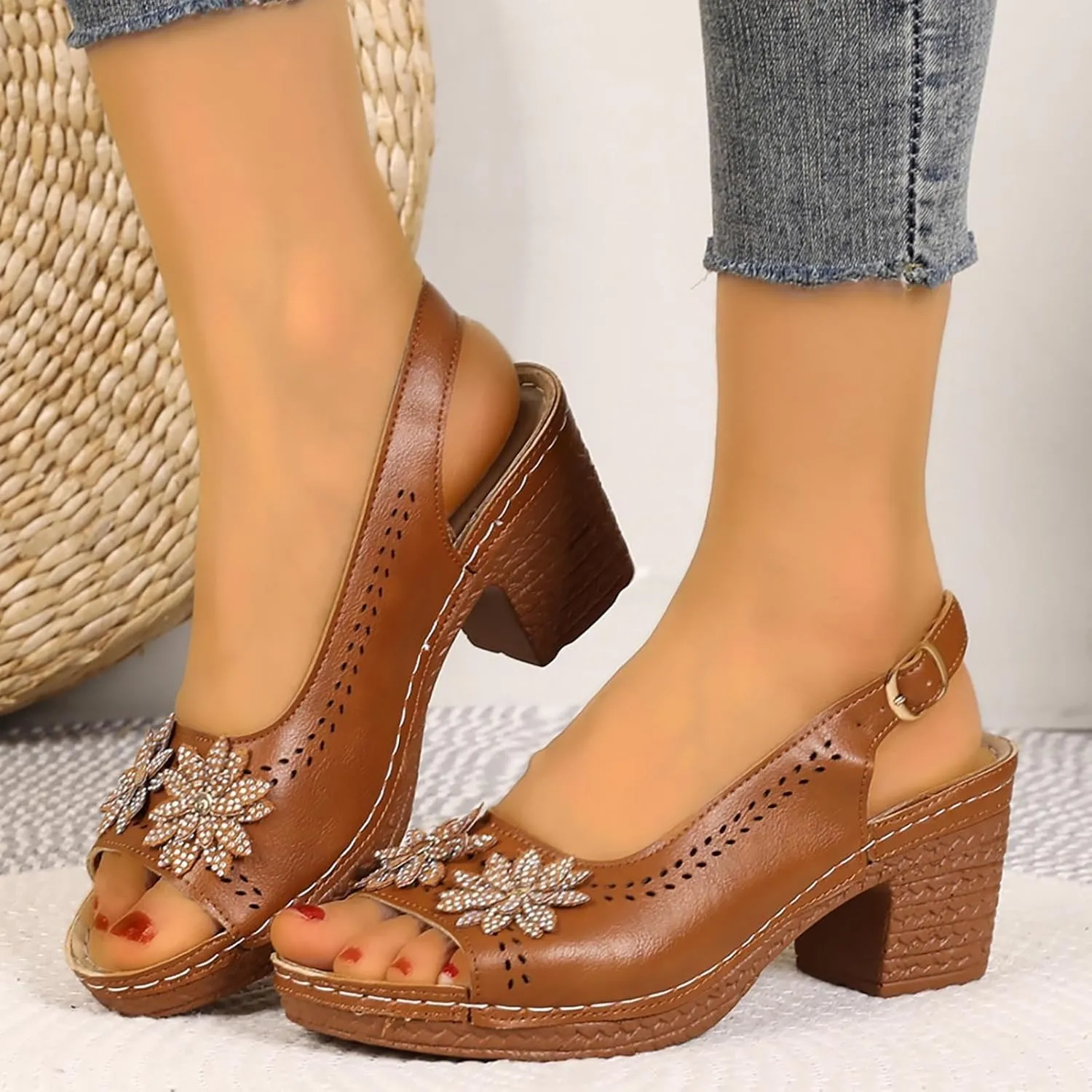 Women's Wedge Sandals Summer Platform Fish Toe Open Heel Comfortable Casual Beach Walking Shoes for Dressy