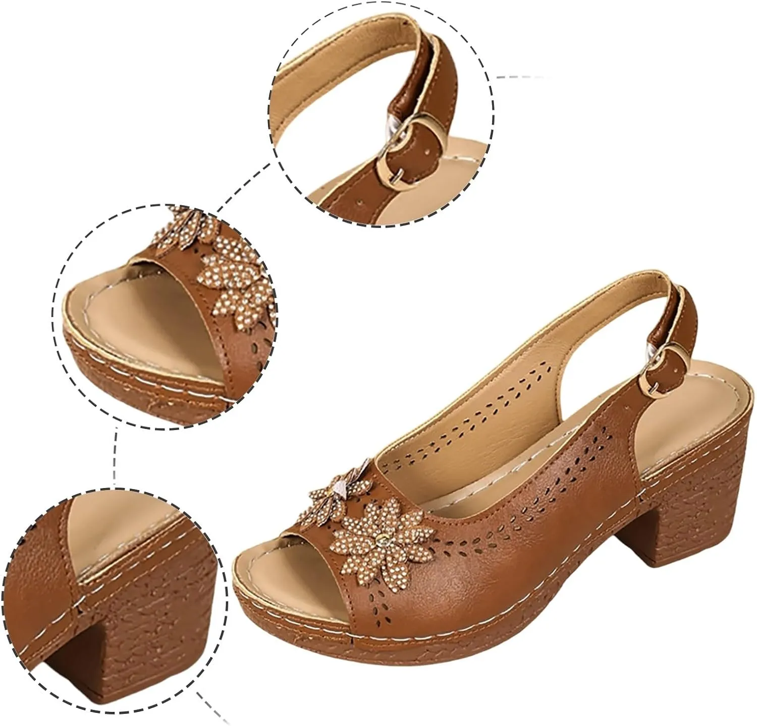 Women's Wedge Sandals Summer Platform Fish Toe Open Heel Comfortable Casual Beach Walking Shoes for Dressy