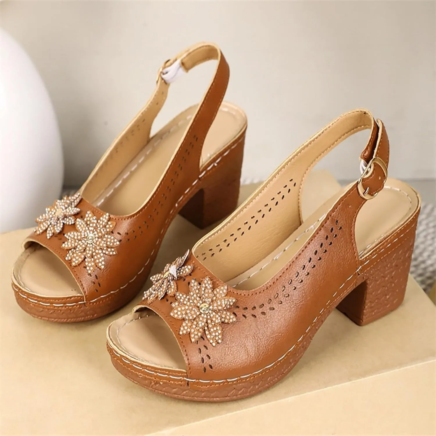 Women's Wedge Sandals Summer Platform Fish Toe Open Heel Comfortable Casual Beach Walking Shoes for Dressy