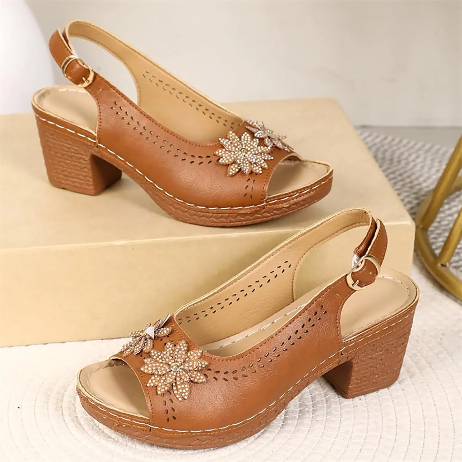 Women's Wedge Sandals Summer Platform Fish Toe Open Heel Comfortable Casual Beach Walking Shoes for Dressy